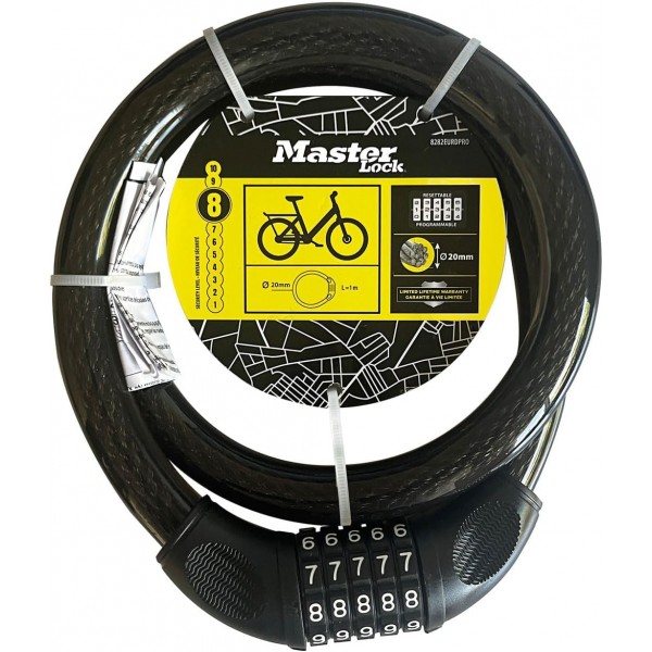 Master Lock 8282 Braided Steel Cable Combi 1Mx20mm